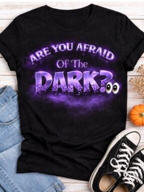 Are You Afraid of the Dark Shirt Halloween Graphic Tee Purple Spooky Horror Tee